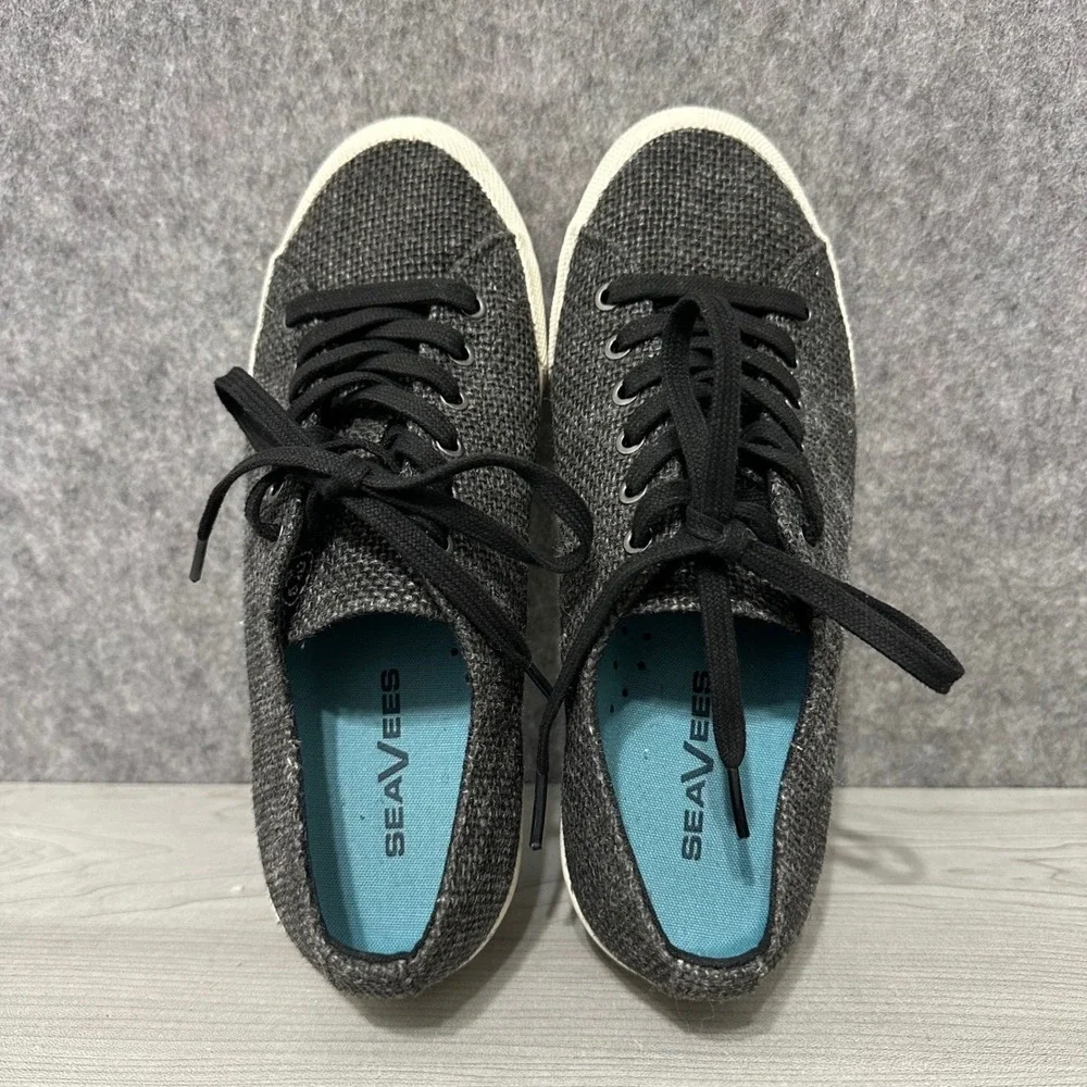 SeaVees‎ Monterey Raffia Lace Up Sneakers Black Womens Size 7.5 40700 Low Top